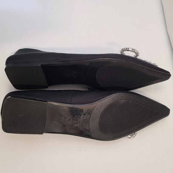 ZARA EMBELLISHED BOW BALLET FLATS BLACK SIZE| 2577/010 - Picture 11 of 11